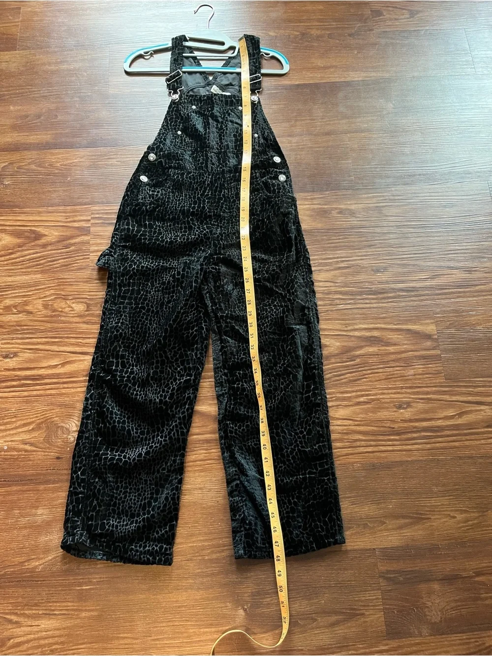 Girls Rachel's Kids Black Animal Print Velour Overalls - Size 10